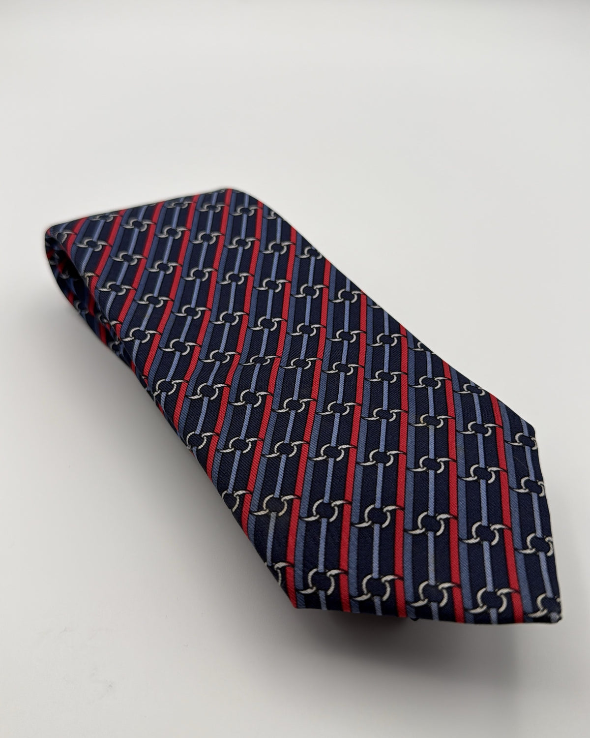 Vintage Hermès Paris Silk Tie Striped Navy Necktie