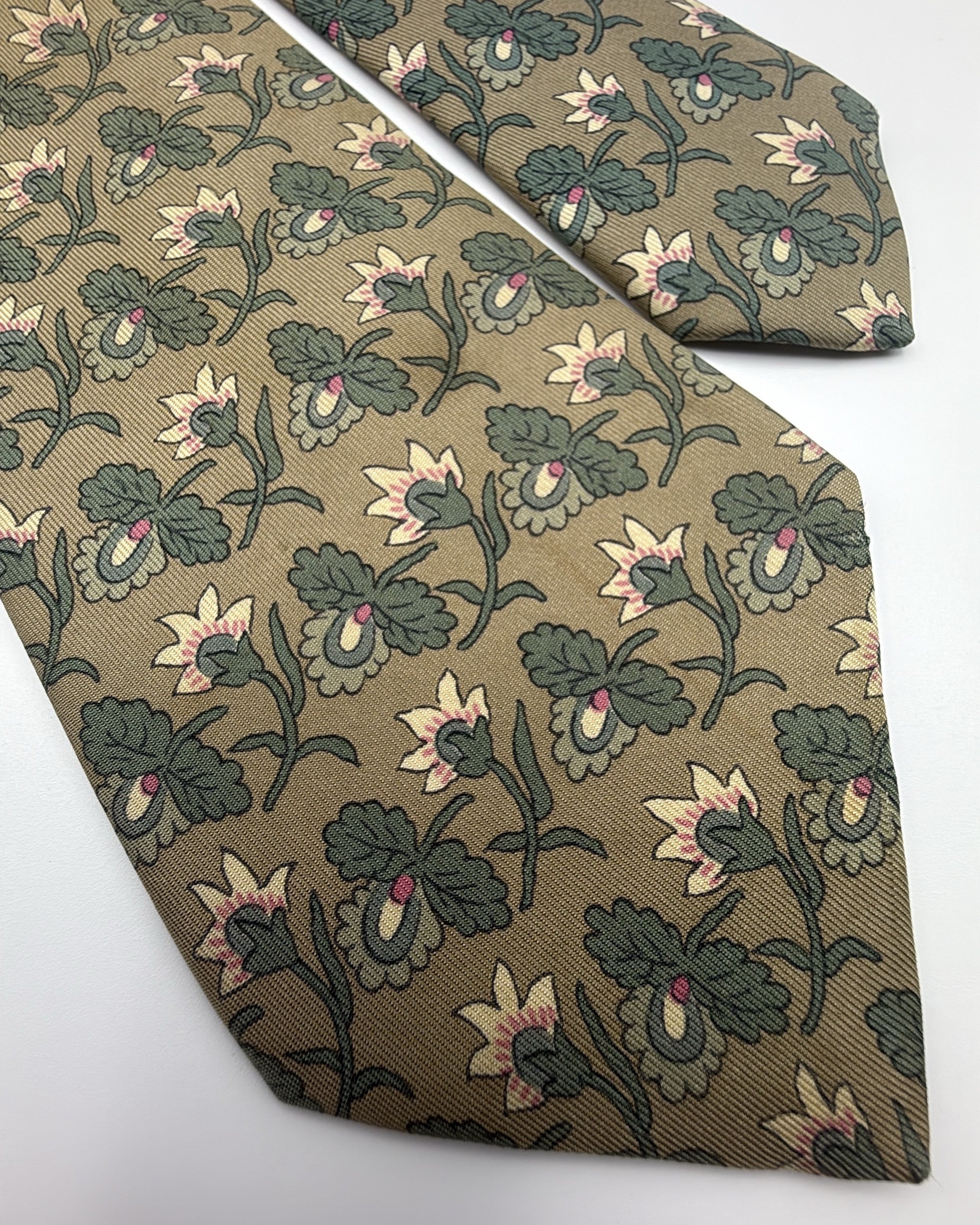 Vintage Hermès Paris Silk Tie Floral Green Multicolor Necktie