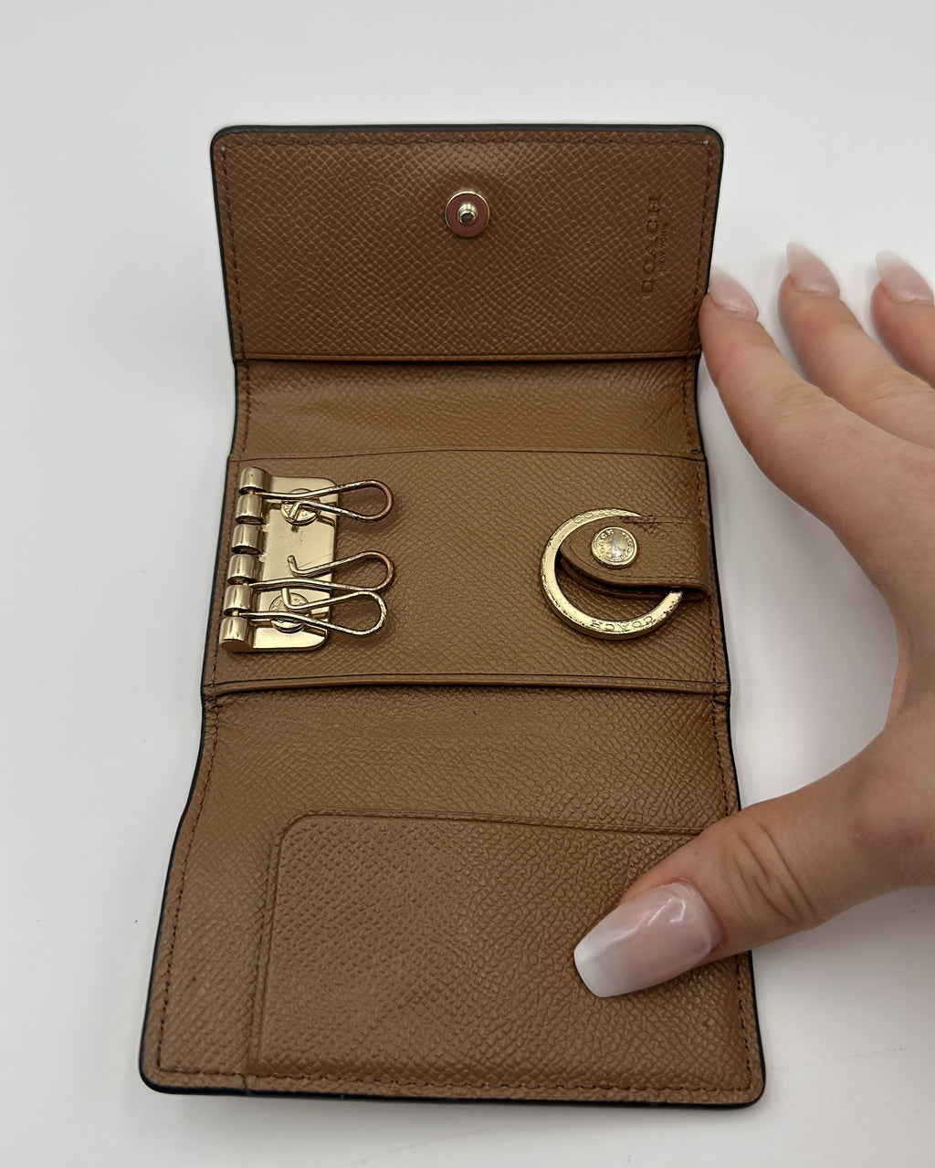 Coach Wallet Fabric Beige Brown Plain