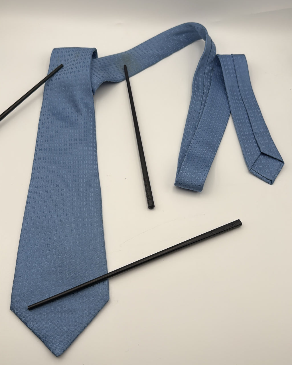Vintage Hermès Paris Silk Tie Logo/Monogram H Letter Blue Necktie Made in France