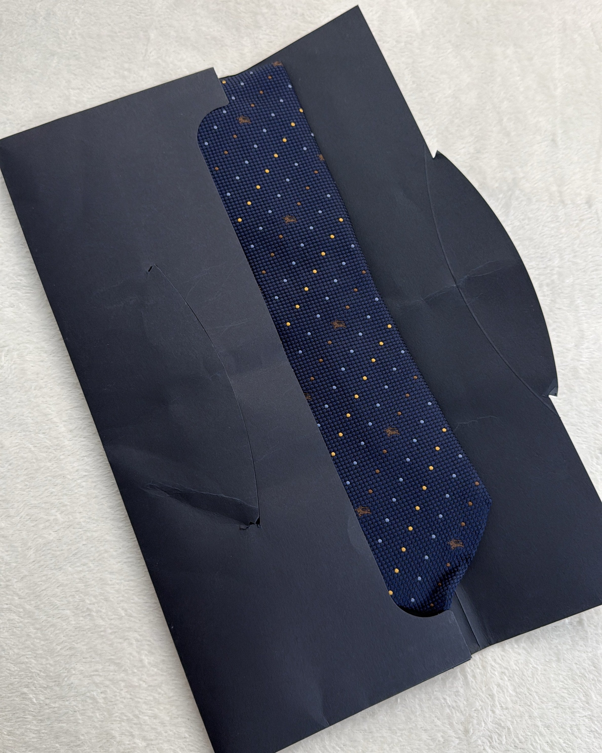 Burberry Silk Tie Polka Dot/Dotted Navy Necktie
