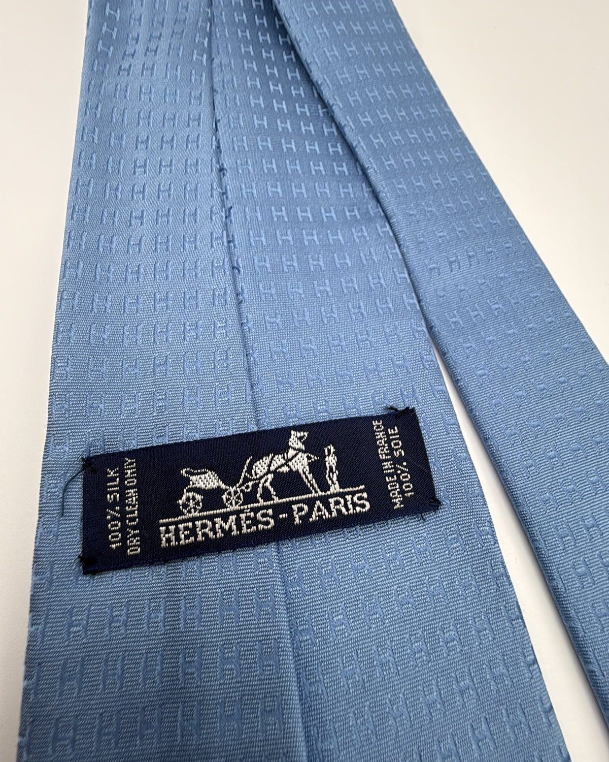 Vintage Hermès Paris Silk Tie Logo/Monogram H Letter Blue Necktie Made in France