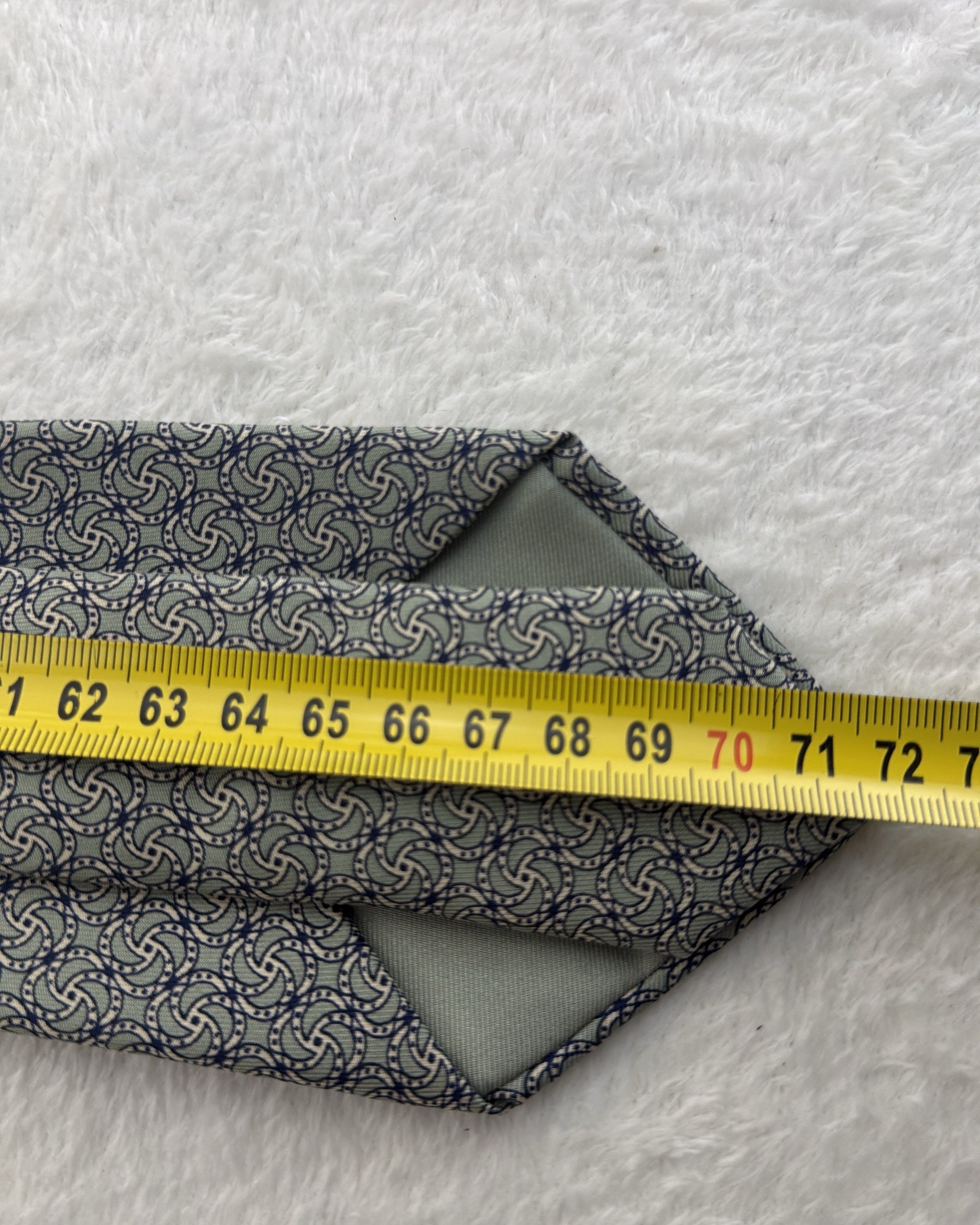 Hermès Paris Silk Tie 7349 PA Abstract Green Grey Necktie Made in France