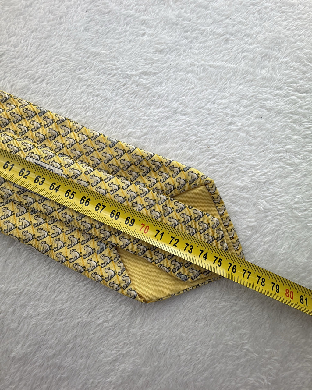 Vintage Hermès Paris Silk Tie 7964 EA Novelty/Motif Birds Yellow Grey Necktie