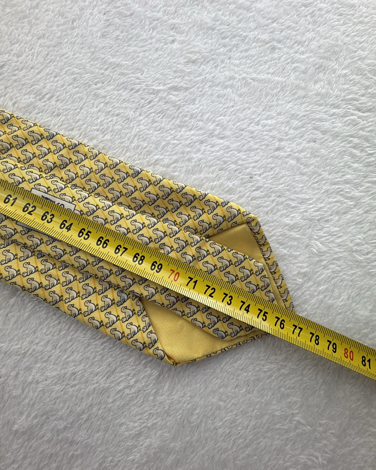 Vintage Hermès Paris Silk Tie 7964 EA Novelty/Motif Birds Yellow Grey Necktie