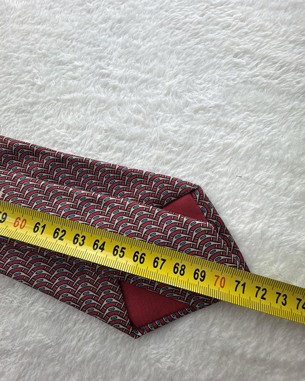 Hermès Paris Silk Tie 972 SA Geometric Burgundy Blue Necktie Made in France