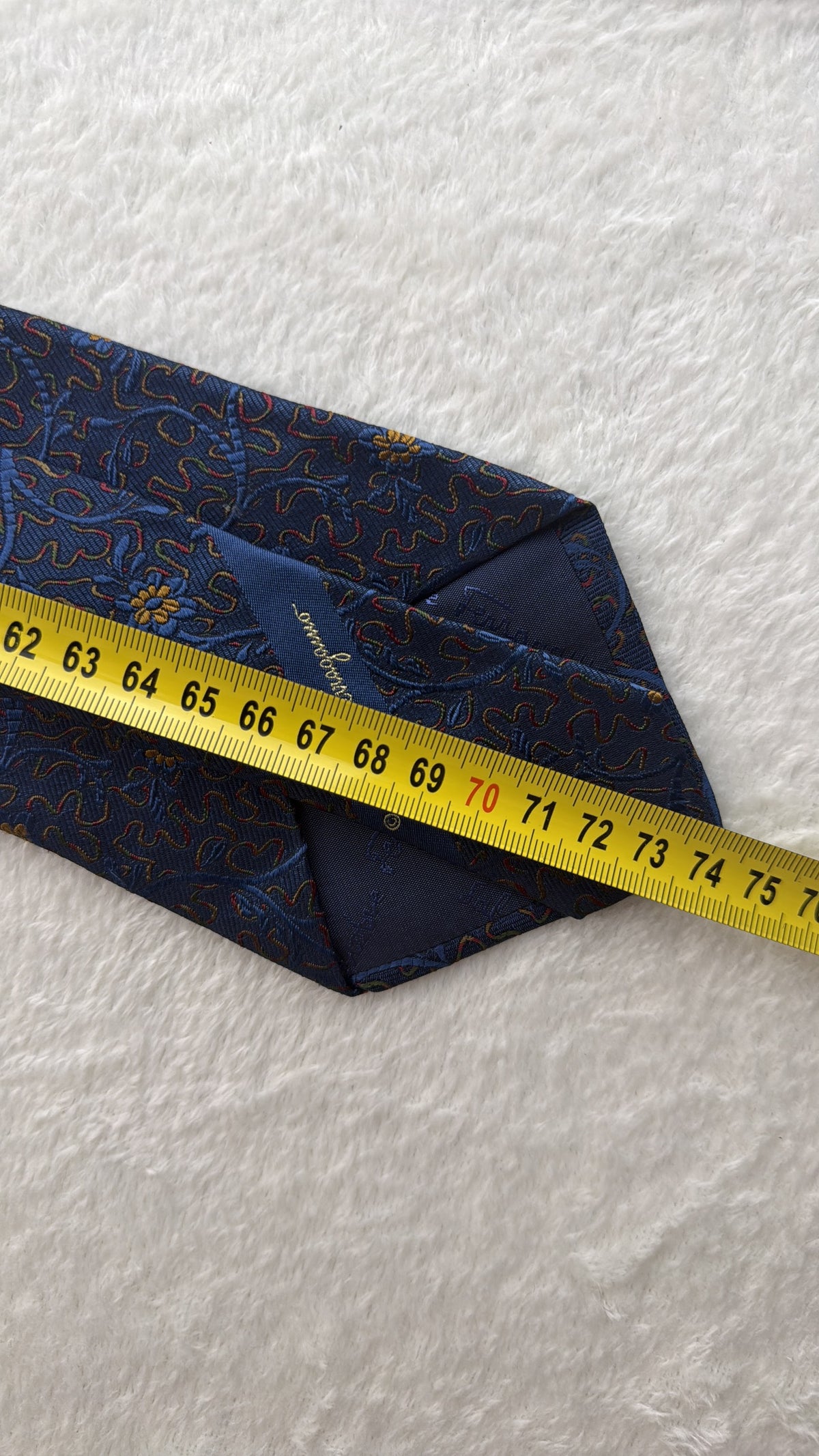Salvatore Ferragamo Silk Tie Floral Navy Multicolor Necktie Made in Italy
