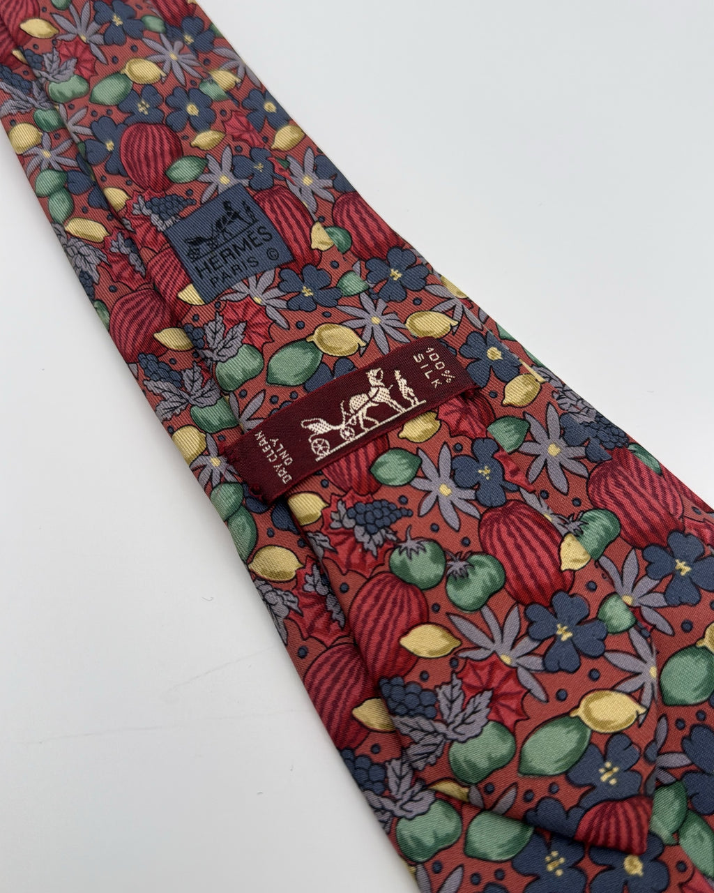 Vintage Hermès Paris Silk Tie 7358 PA Novelty/Motif Flowers Red Multicolor