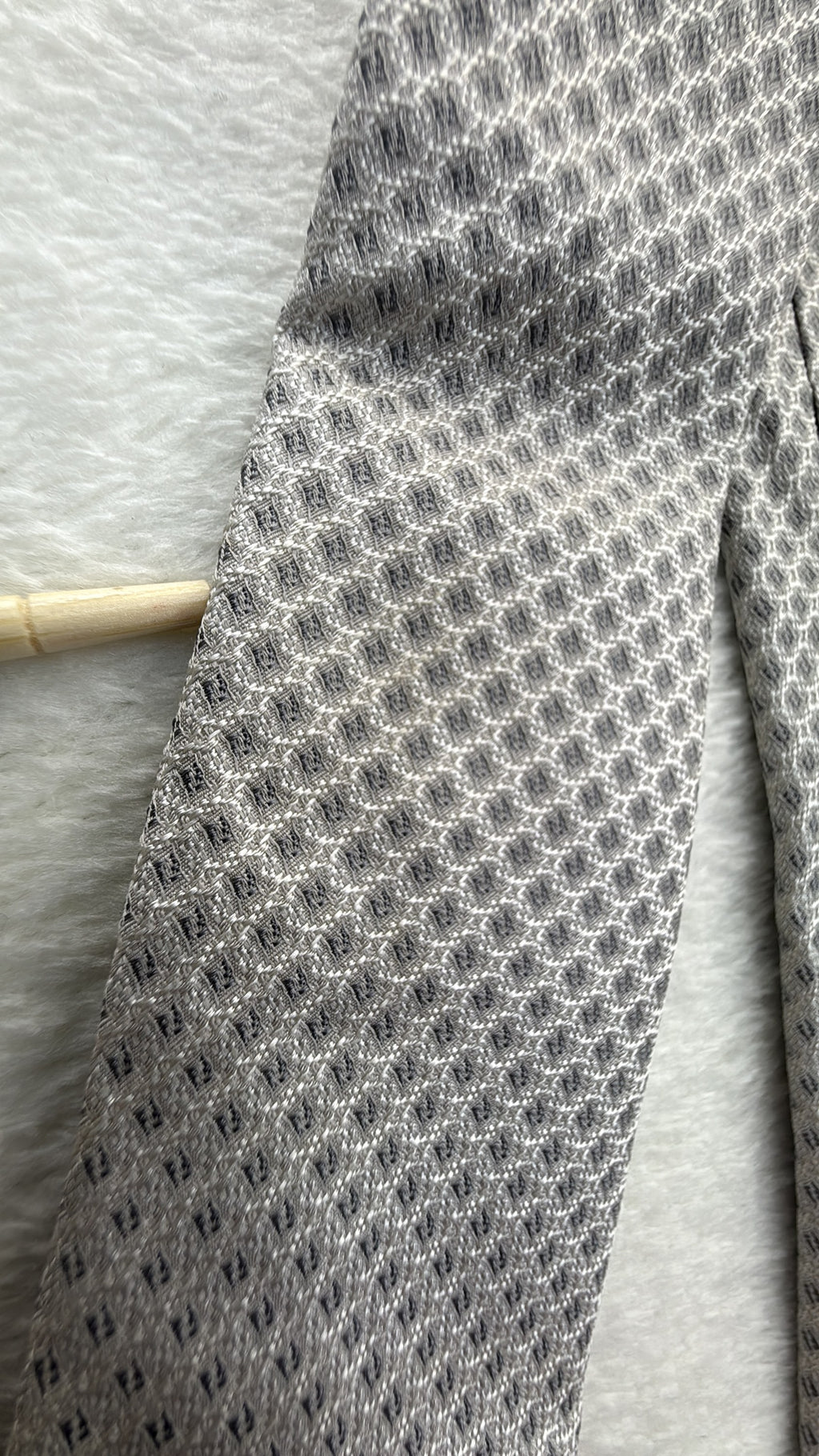 Fendi Silk Tie Fendi Ff Logo Grey Black Necktie Made in Italy