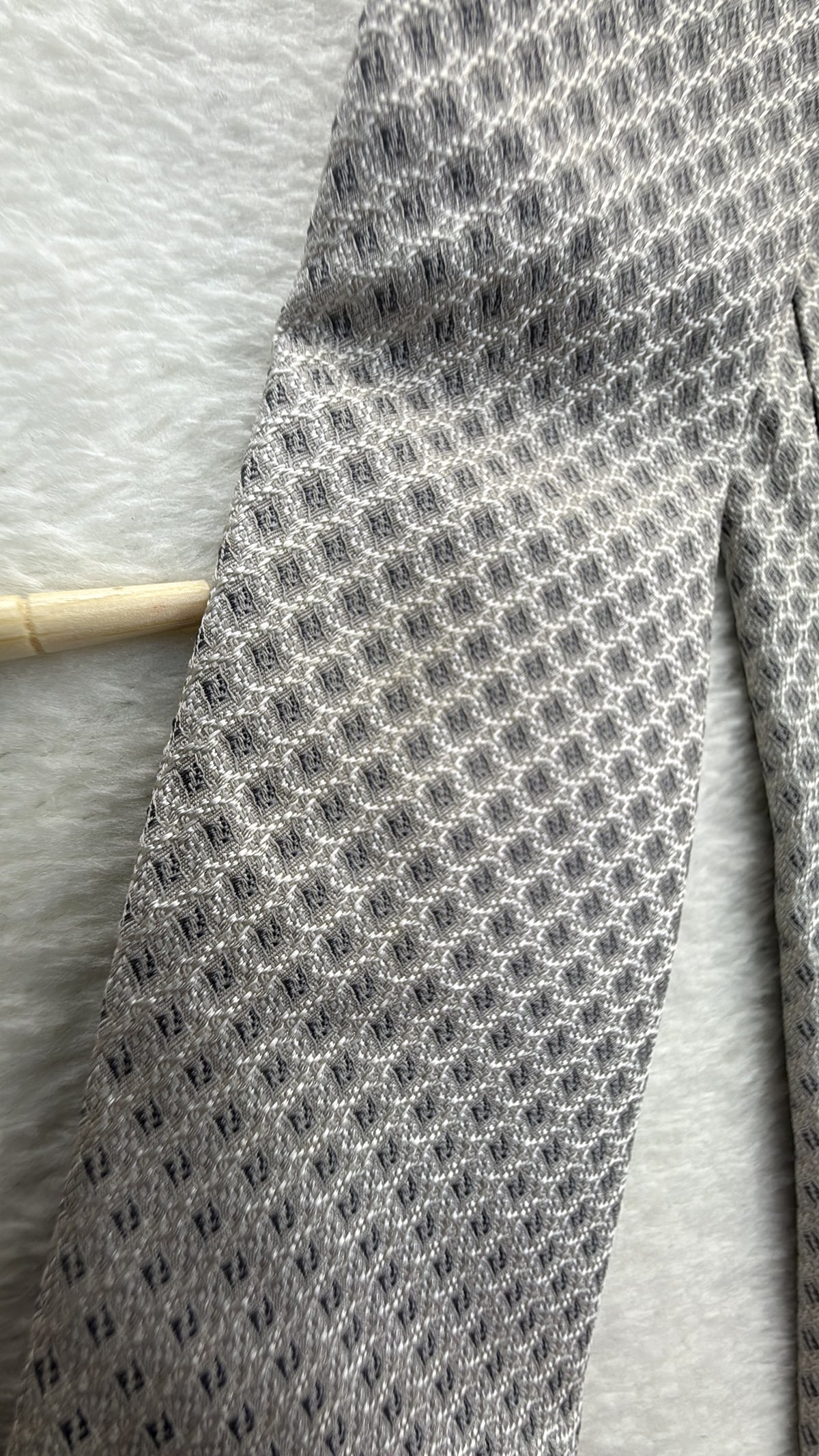 Fendi Silk Tie Fendi Ff Logo Grey Black Necktie Made in Italy