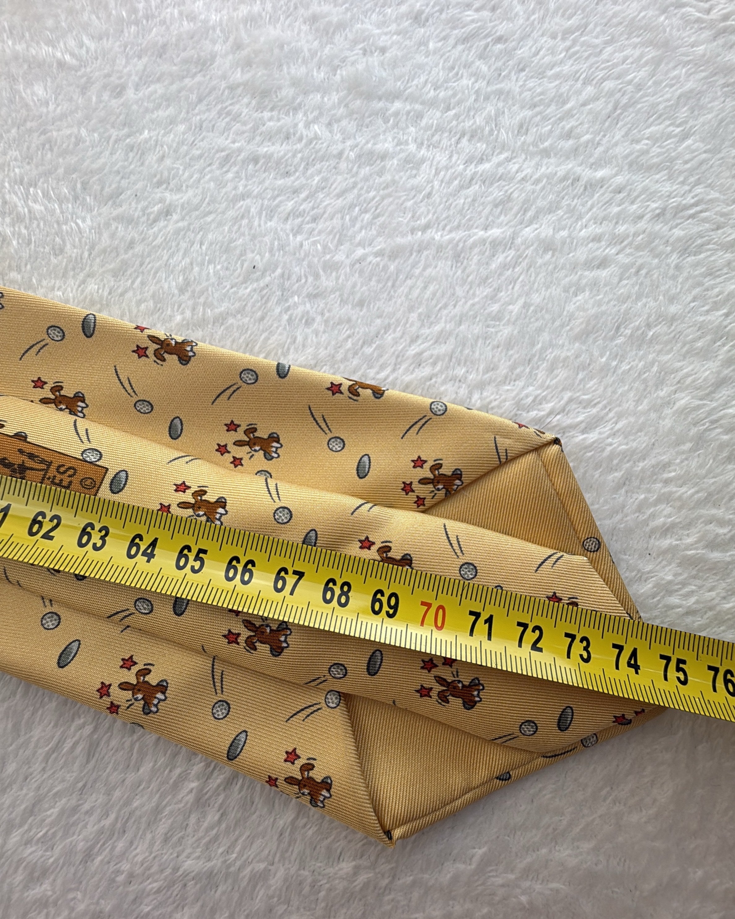 Hermès Paris Silk Tie 7956 EA Animal Yellow Necktie Made in France