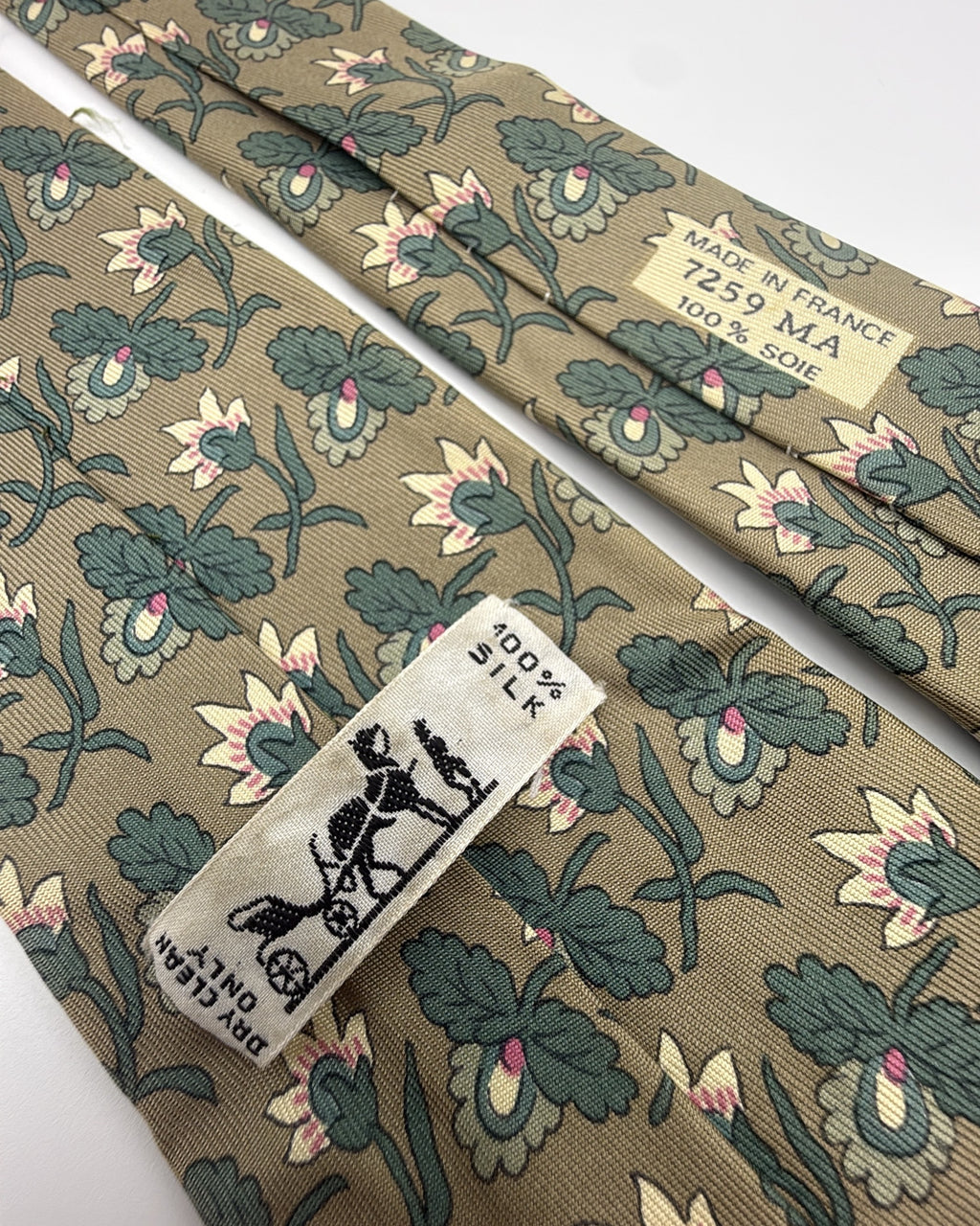 Vintage Hermès Paris Silk Tie Floral Green Multicolor Necktie