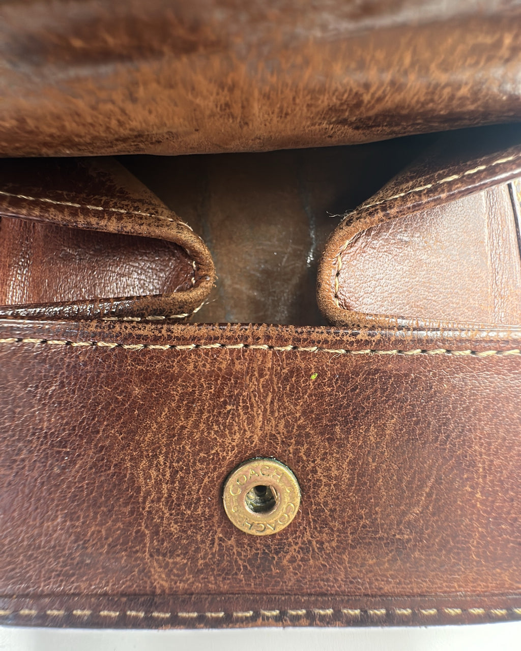 Vintage Coach Coin Purse Leather Brown Plain