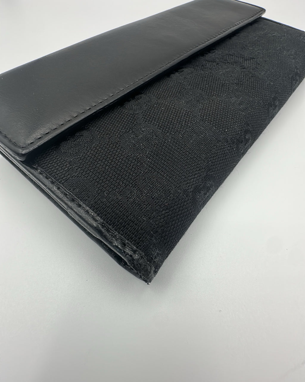 Vintage Gucci Wallet Fabric Black Gold Logo Monogram