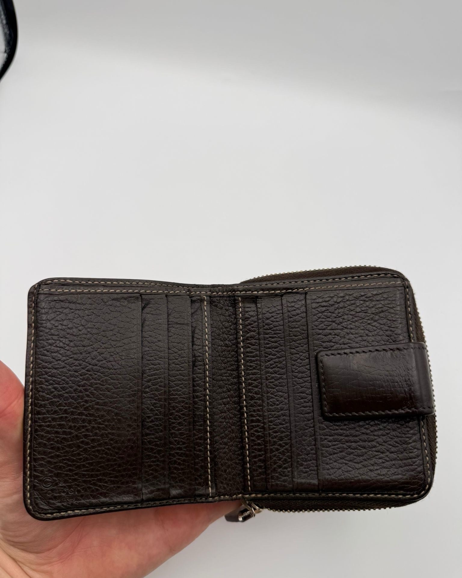 Vintage Gucci Wallet Fabric Beige Brown Logo Monogram
