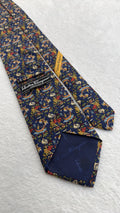 Salvatore Ferragamo Silk Tie Flowers Navy Multicolor Necktie Made in Italy
