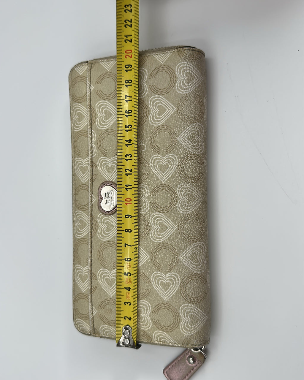 Vintage Coach Wallet Coated Canvas Beige Pink