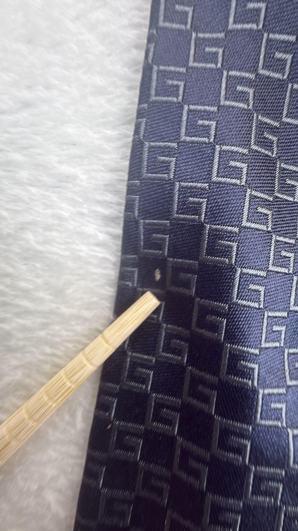 Gucci Silk Tie Brand Logo Navy Grey Necktie Made in Italy