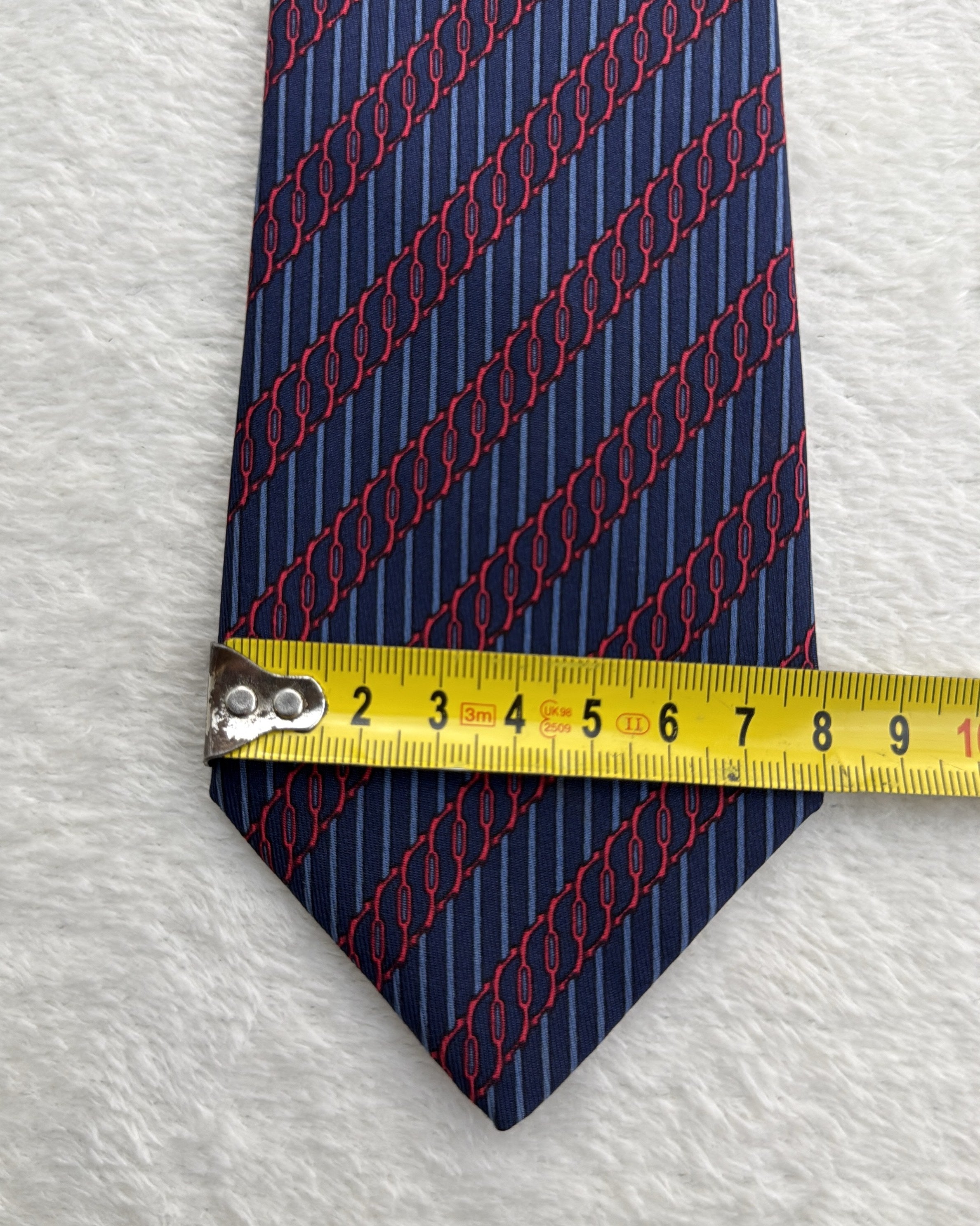 Hermès Paris Silk Tie Geometric Navy Necktie