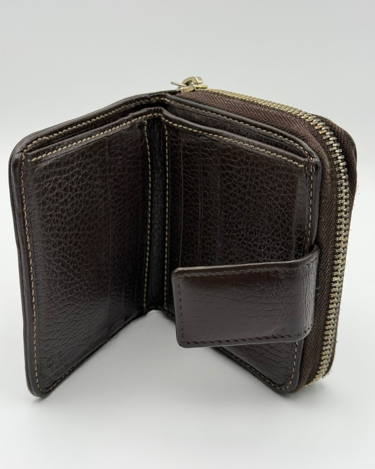 Vintage Gucci Wallet Fabric Beige Brown Logo Monogram