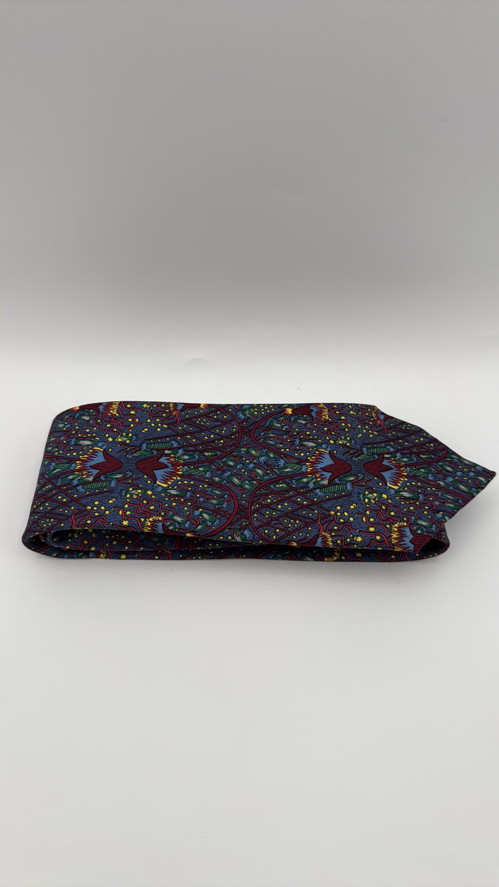 Hermès Paris Silk Tie 7048 TA Novelty/Motif Navy Multicolor Necktie