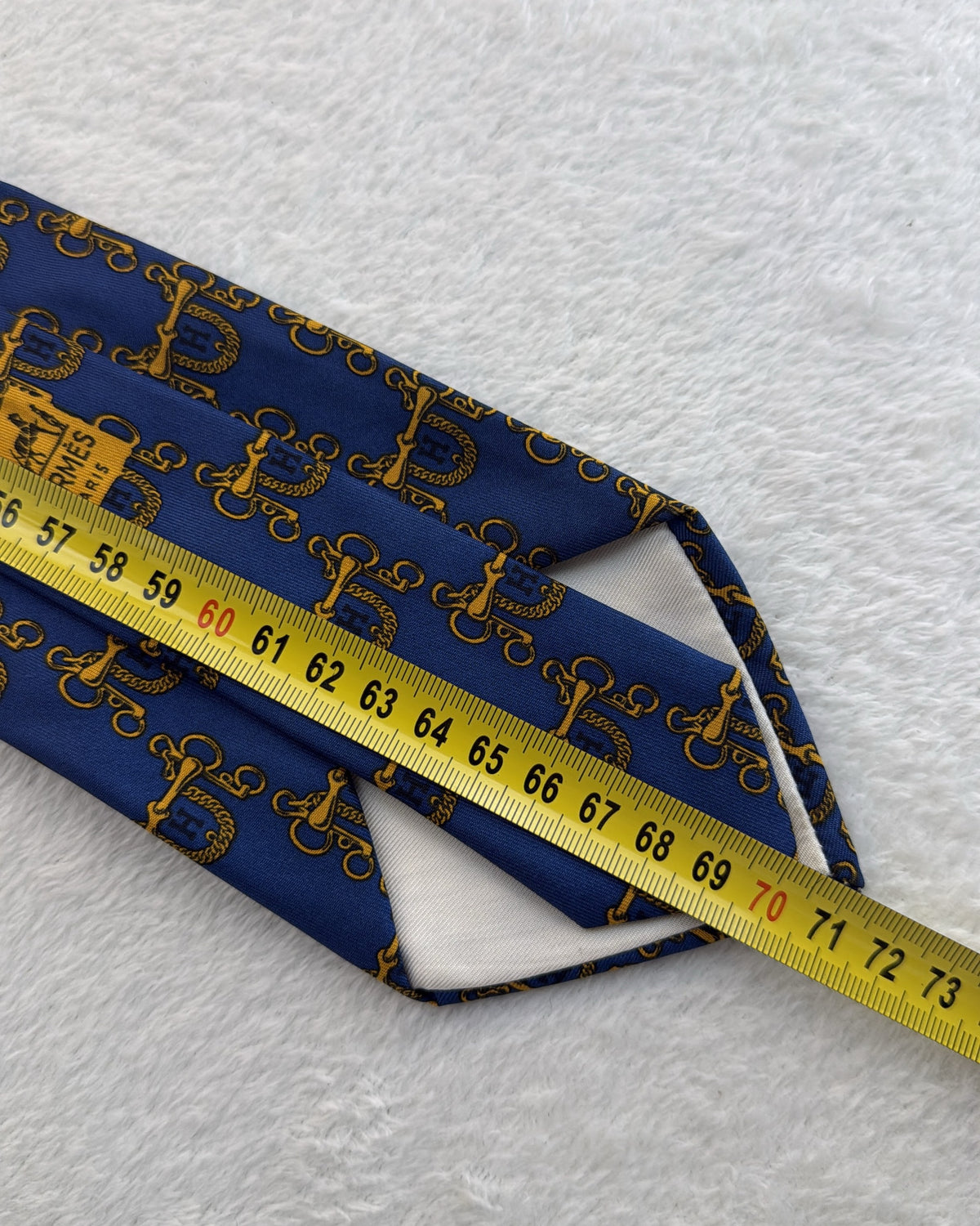 Vintage Hermès Paris Silk Tie 631 TA Novelty/Motif Equestrian Blue Gold Necktie