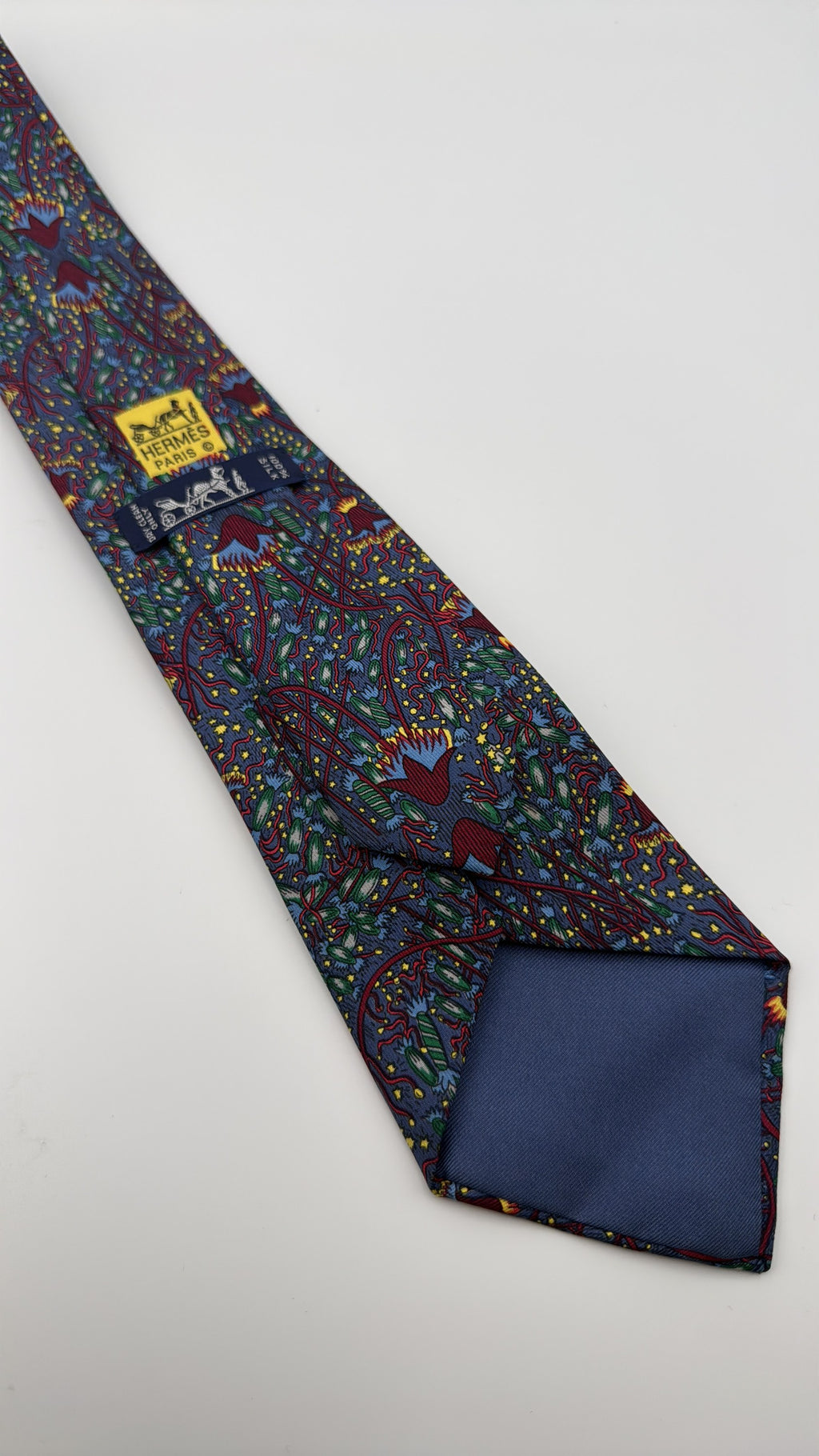 Hermès Paris Silk Tie 7048 TA Novelty/Motif Navy Multicolor Necktie
