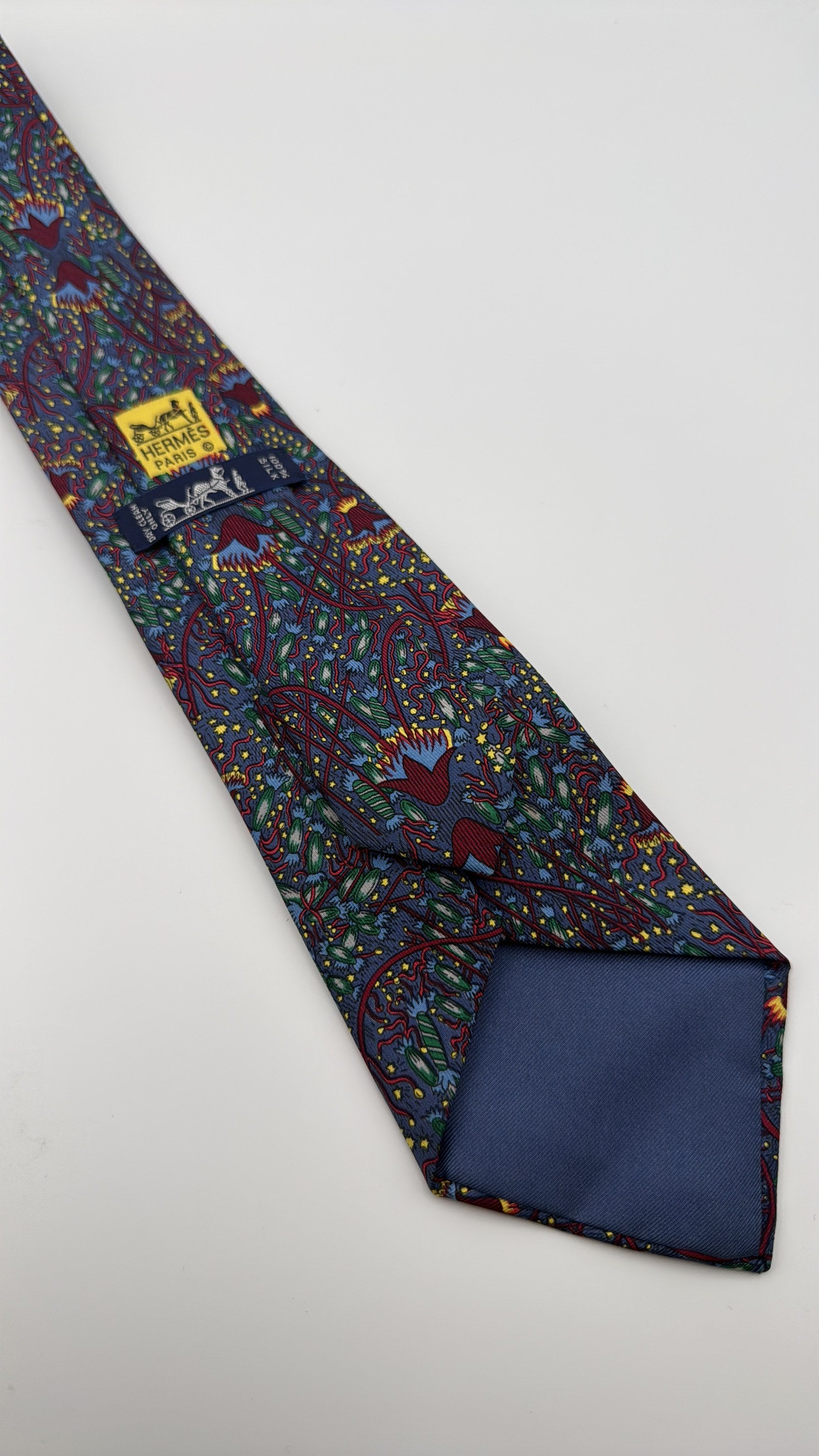 Hermès Paris Silk Tie 7048 TA Novelty/Motif Navy Multicolor Necktie