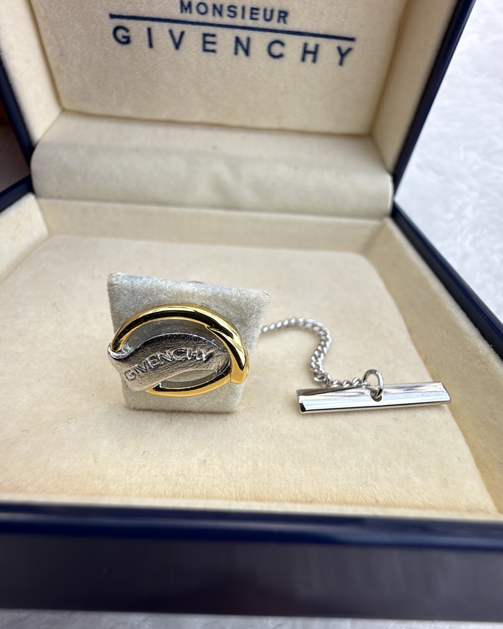 Vintage Givenchy Tie Pin Steel Silver Gold