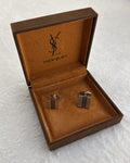 Vintage Yves Saint Laurent Cufflink Steel Silver Black