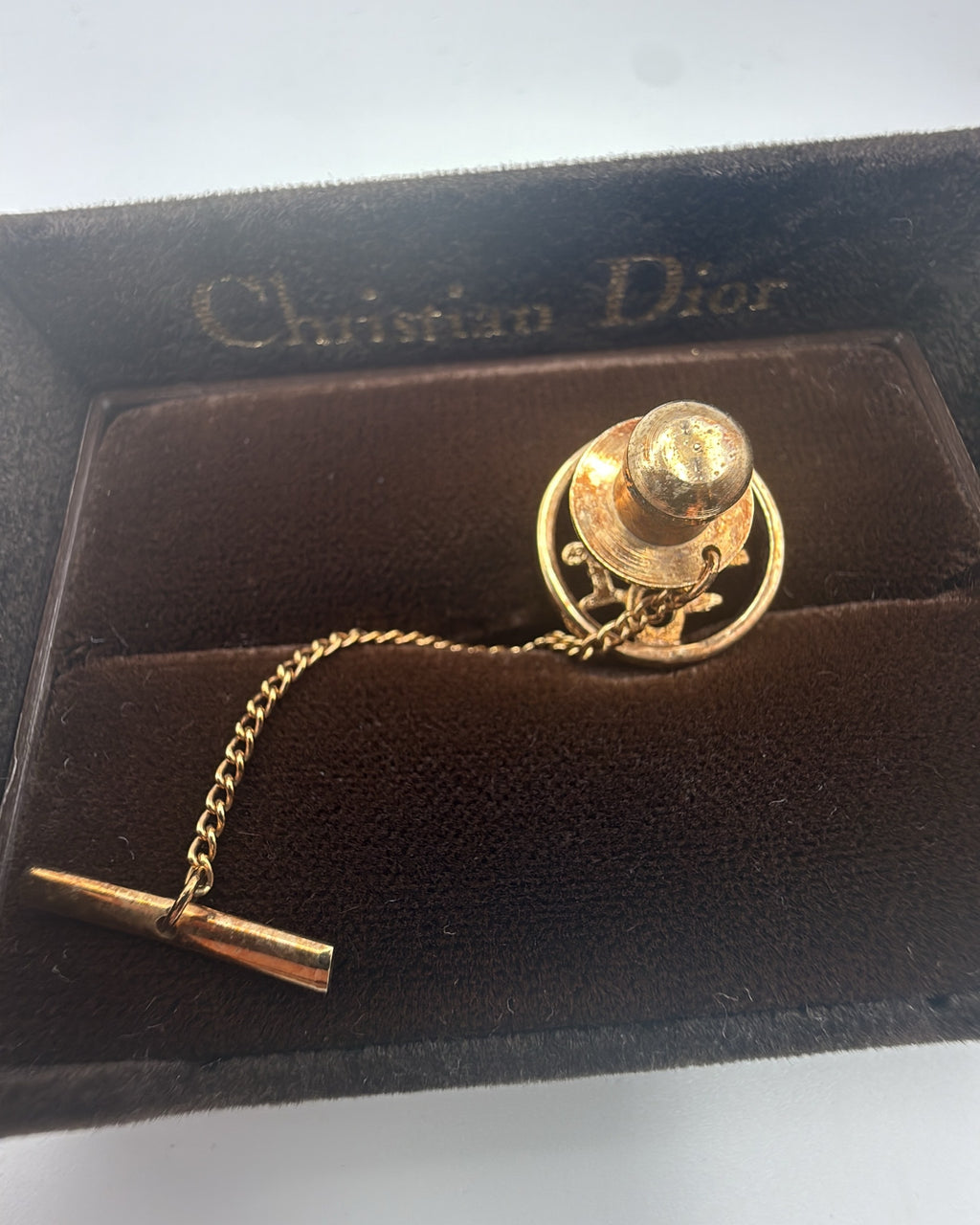 Vintage Christian Dior Tie Pin Steel Gold