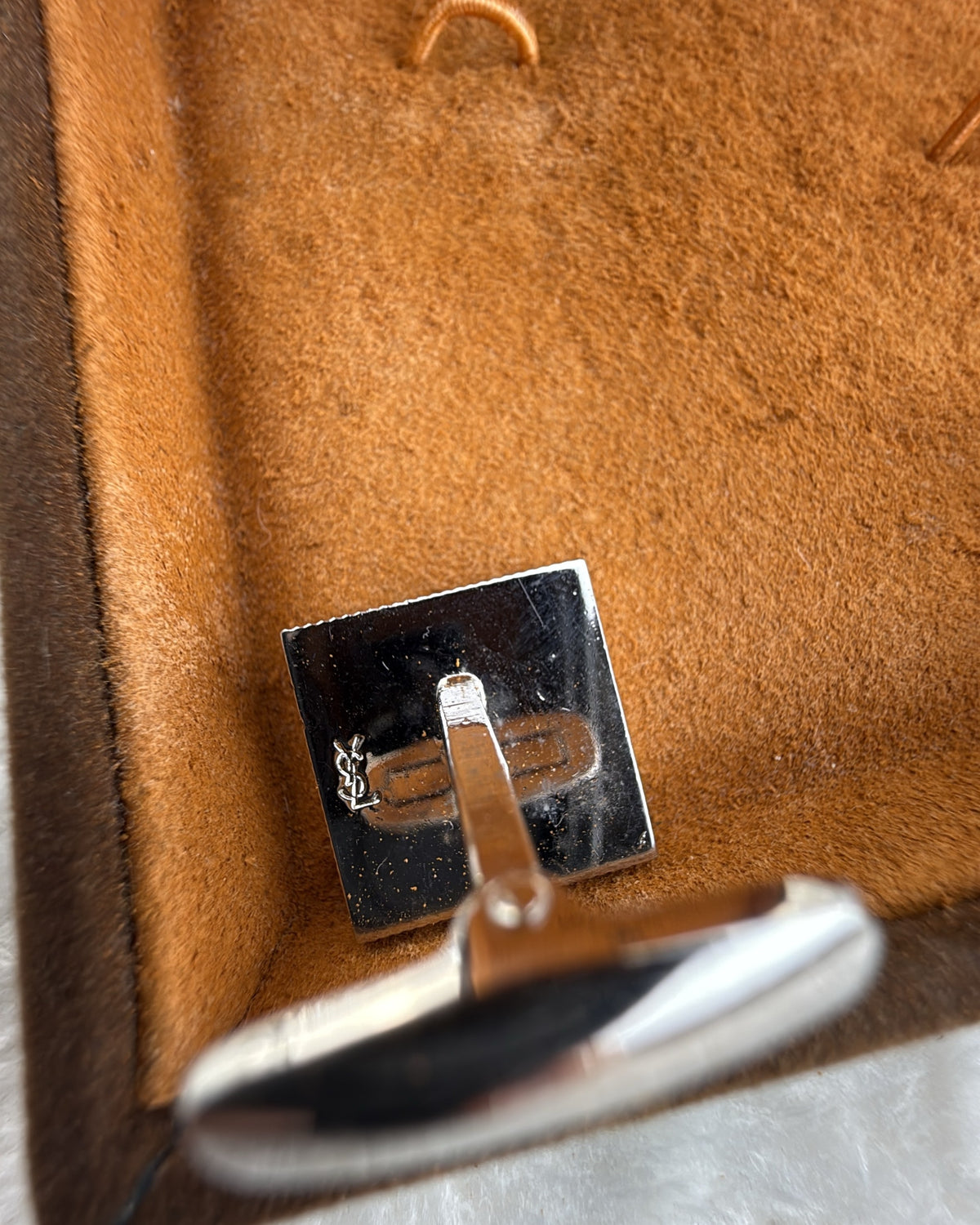 Vintage Yves Saint Laurent Cufflink Steel Silver Black