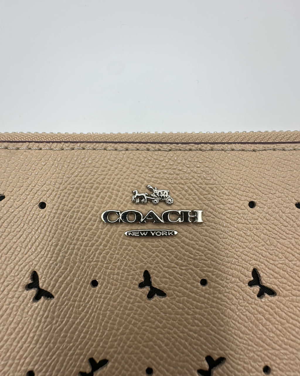 Coach Wallet Fabric Beige Black