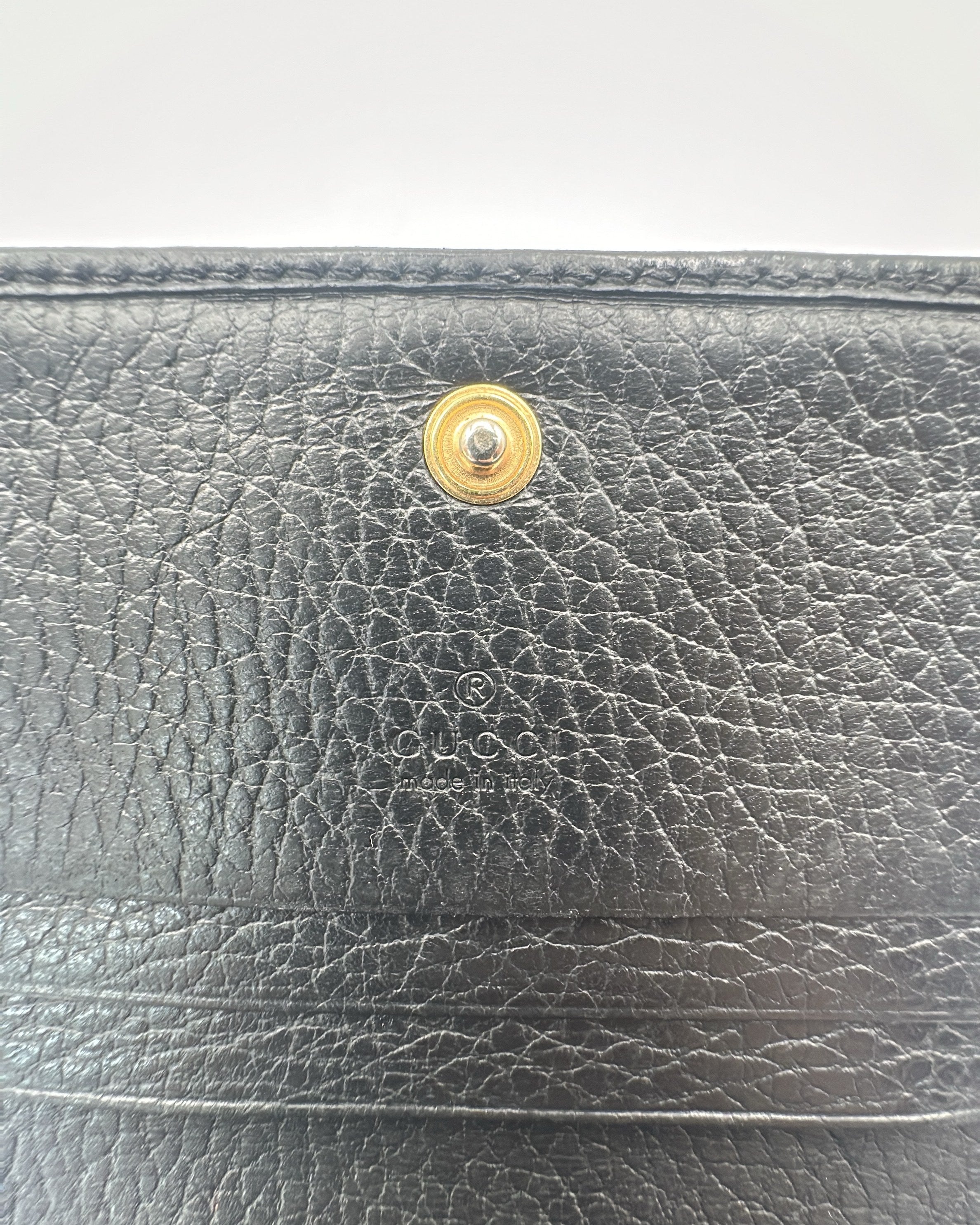 Vintage Gucci Wallet Leather Black Plain