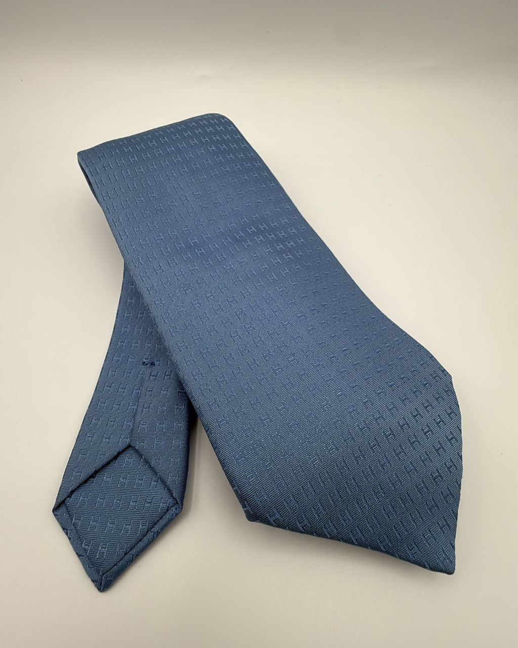 Vintage Hermès Paris Silk Tie Logo/Monogram H Letter Blue Necktie Made in France