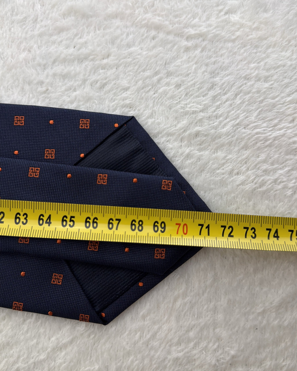 Givenchy Silk Tie Polka Dot/Dotted Navy Orange Necktie Made in Italy