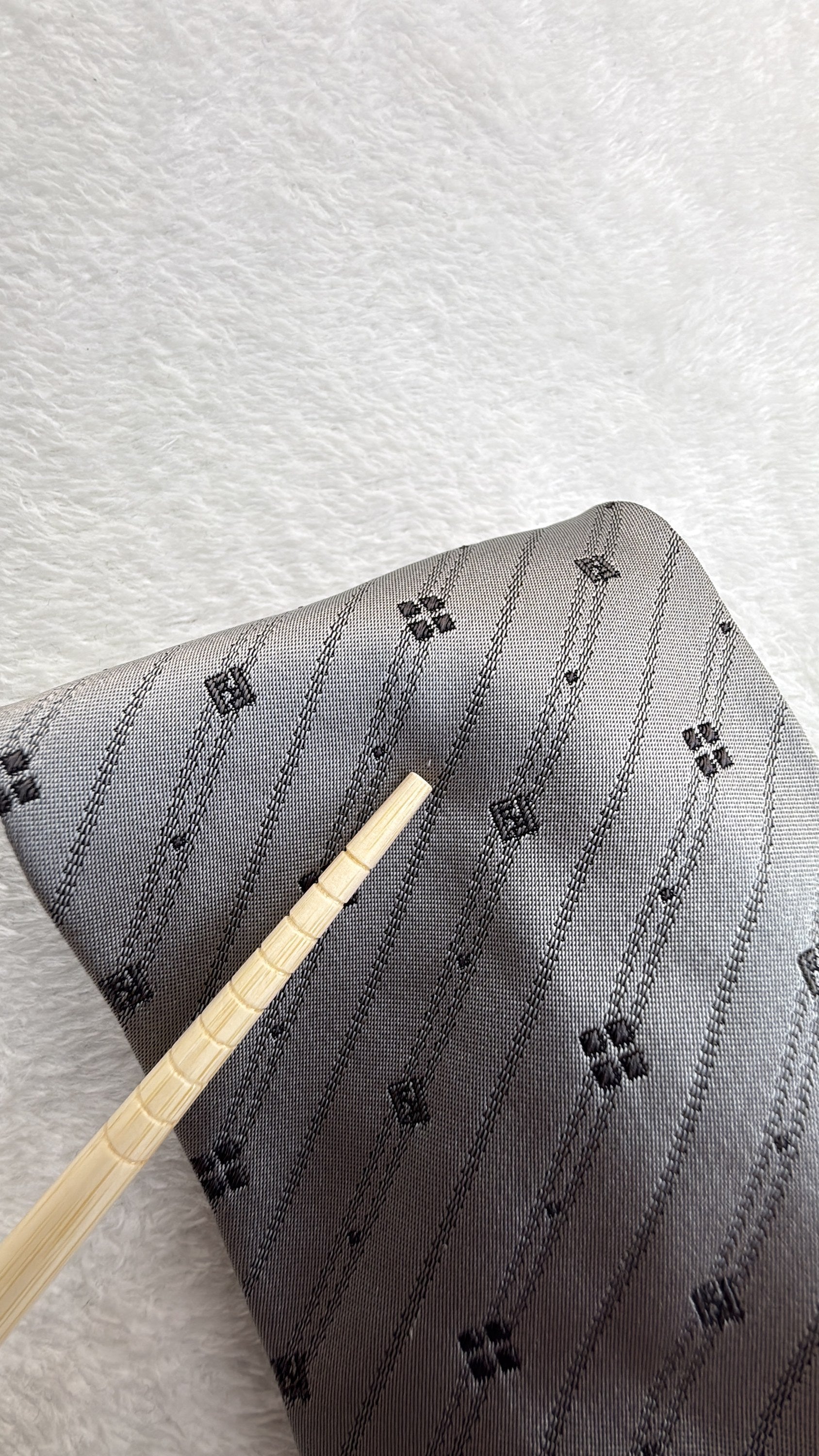 Fendi Silk Tie Striped Grey Black Necktie Made in Italy