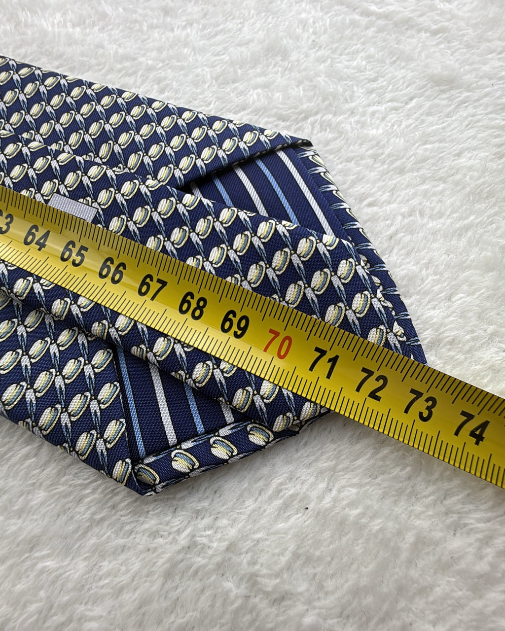 Alfred Dunhill Silk Tie Novelty/Motif Navy Yellow Necktie Made in Italy