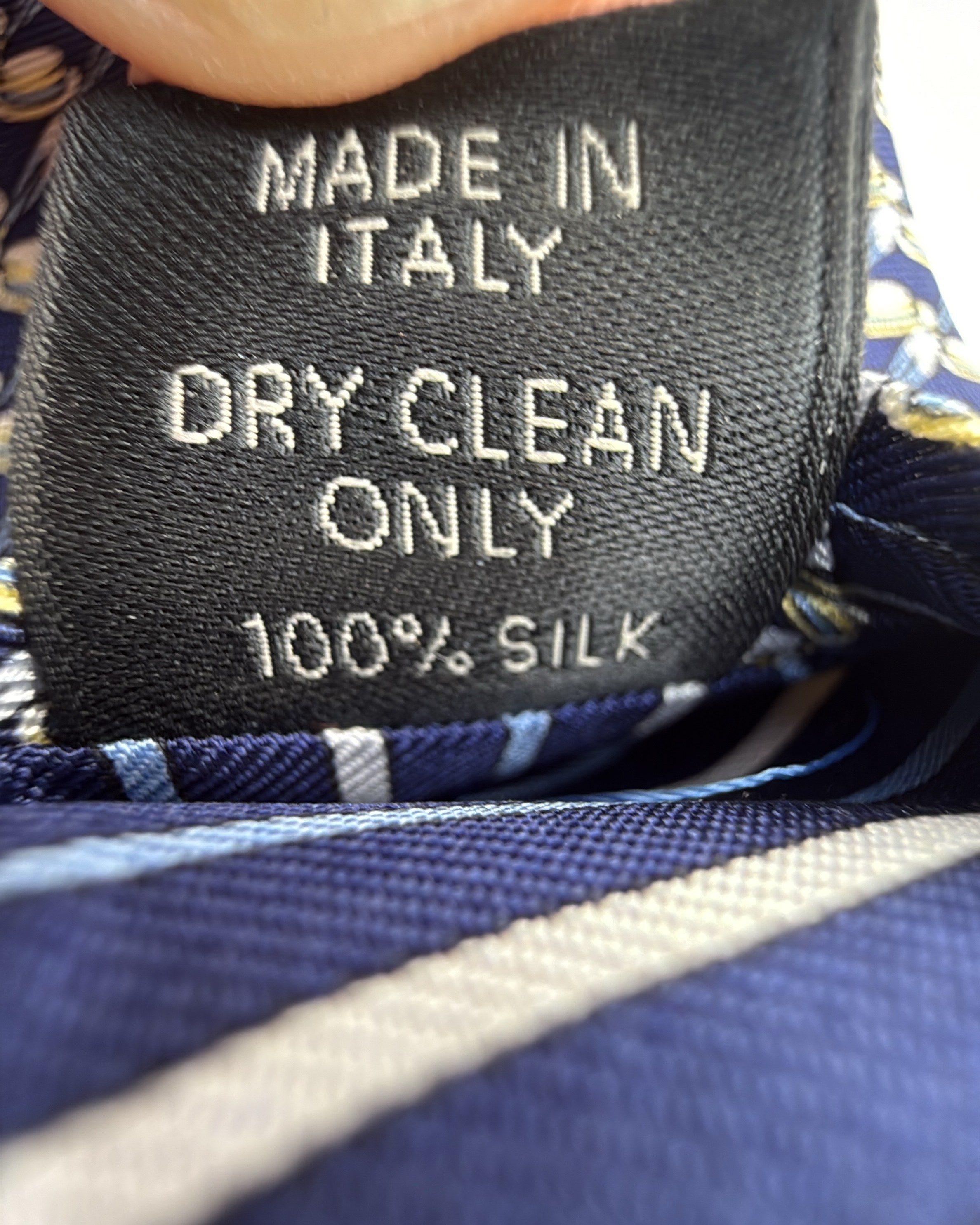 Alfred Dunhill Silk Tie Novelty/Motif Navy Yellow Necktie Made in Italy