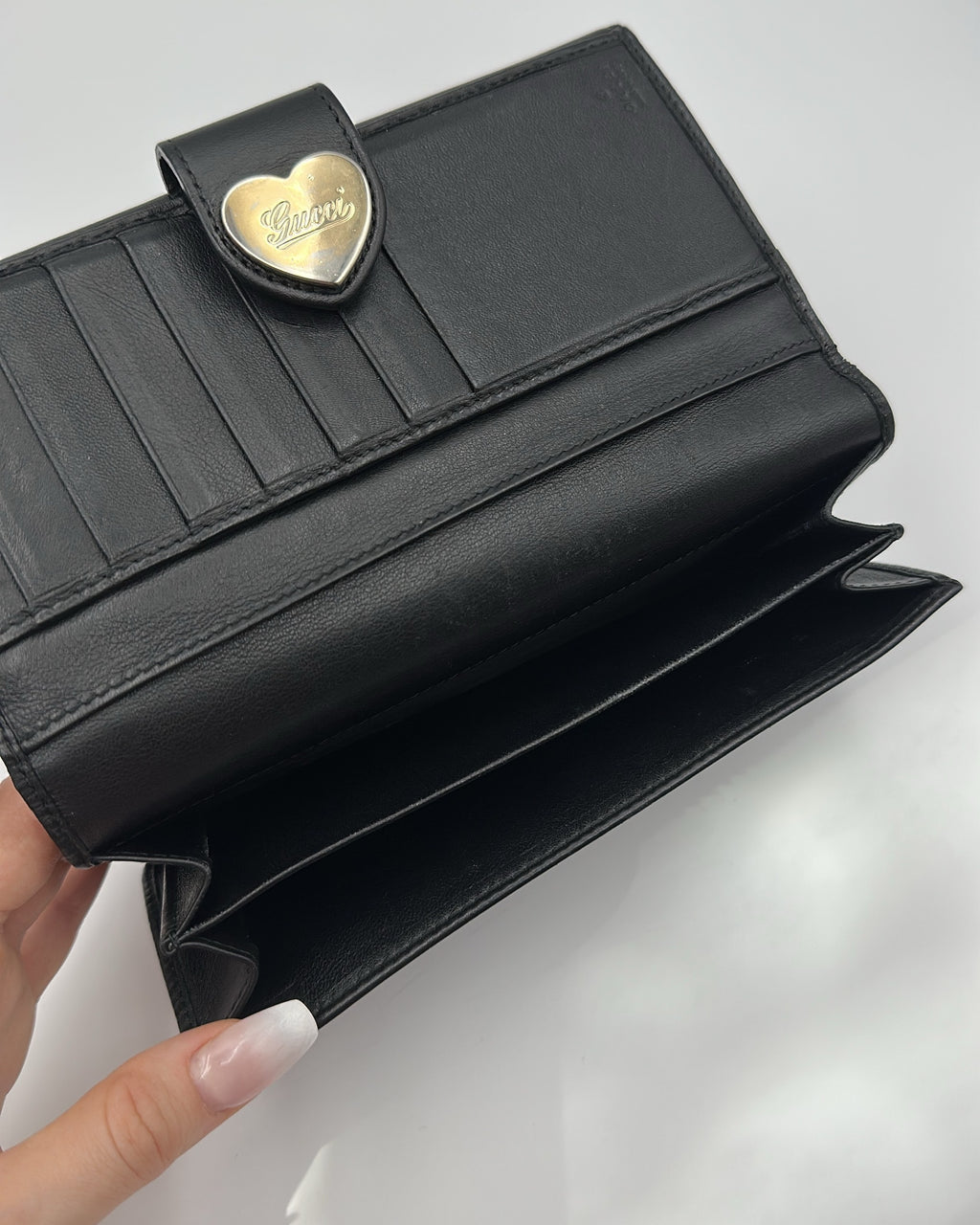 Vintage Gucci Wallet Fabric Black Gold Logo Monogram