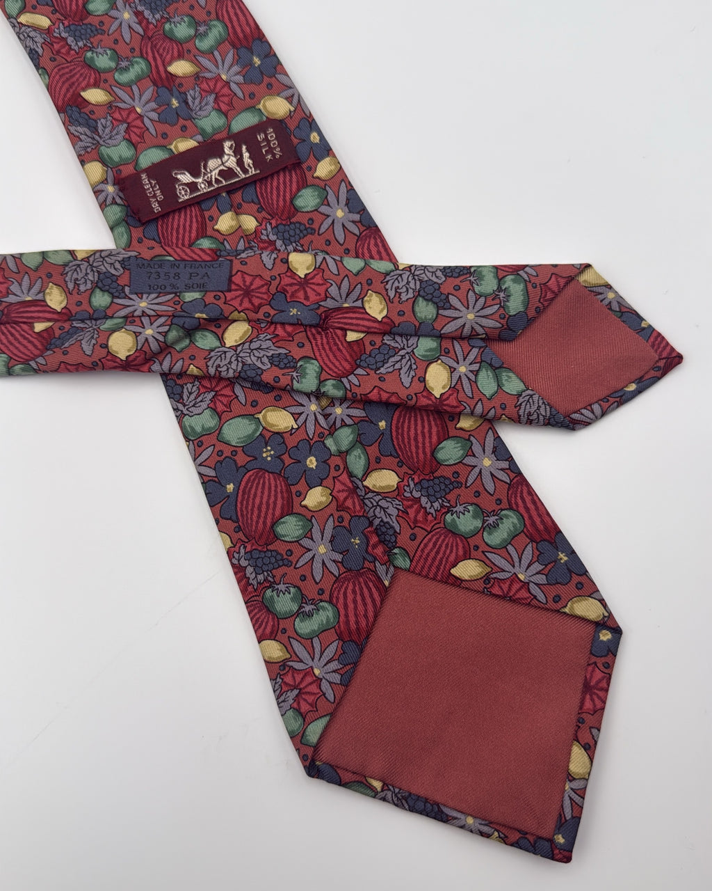 Vintage Hermès Paris Silk Tie 7358 PA Novelty/Motif Flowers Red Multicolor