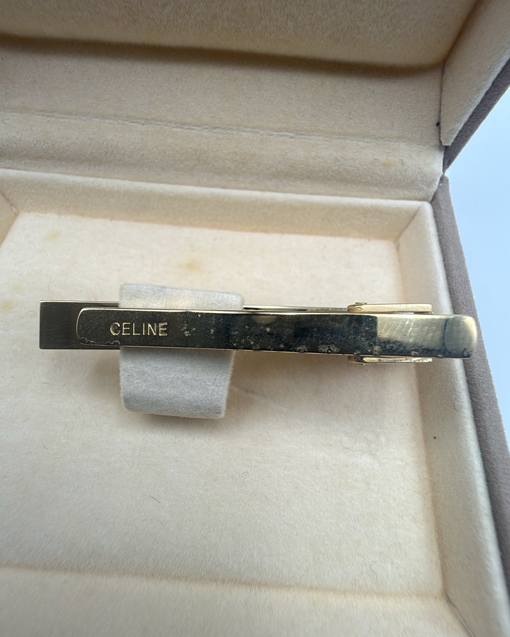 Vintage CELINE Tie Clip Steel Gold Silver