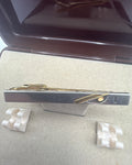 Vintage Yves Saint Laurent Tie Clip Steel Gold Silver