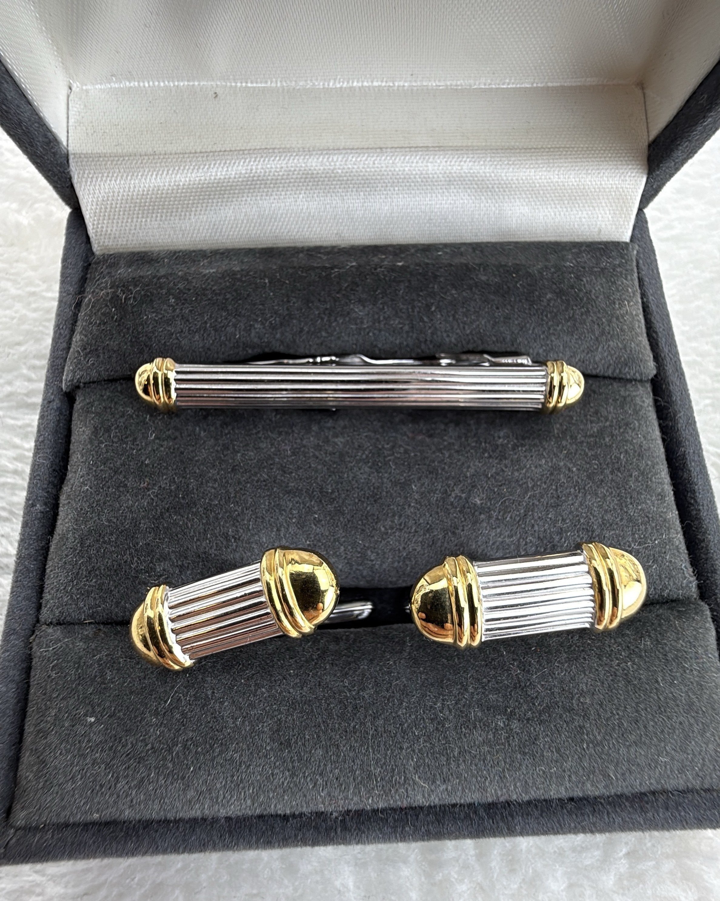 Vintage Christian Dior Cufflink Stainless Steel Silver Gold Made in Germany