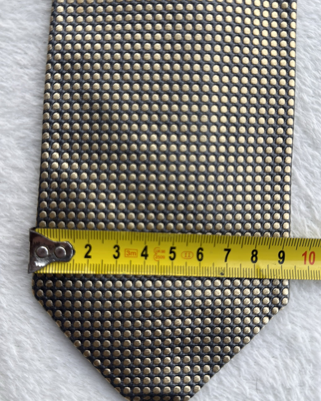 Salvatore Ferragamo Silk Tie Polka Dot/Dotted Gold Grey Necktie Made in Italy