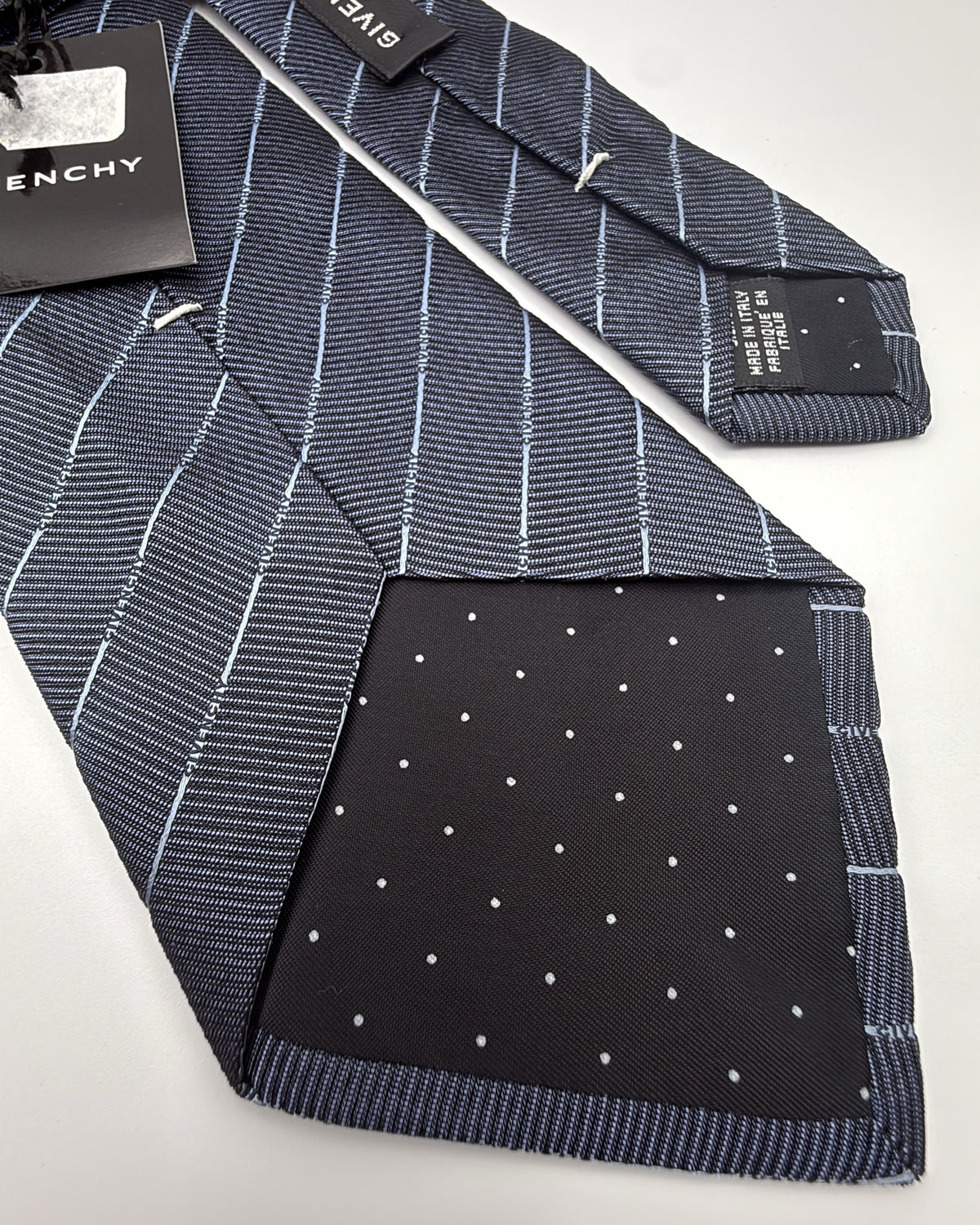 Givenchy Silk Tie Striped Givenchy Stripes Navy Blue Necktie Made in Italy