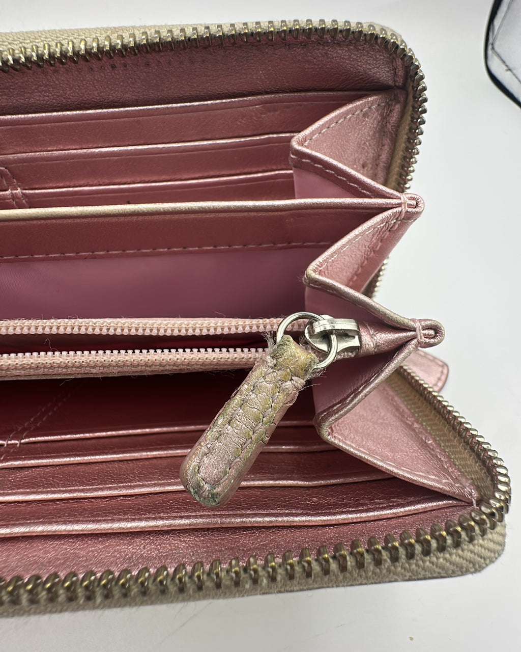 Vintage Coach Wallet Coated Canvas Beige Pink