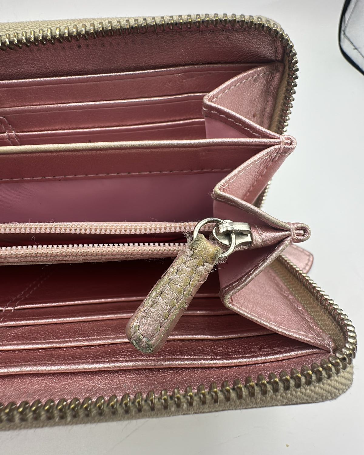 Vintage Coach Wallet Coated Canvas Beige Pink