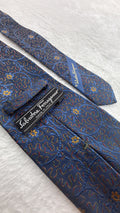 Salvatore Ferragamo Silk Tie Floral Navy Multicolor Necktie Made in Italy
