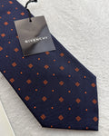 Givenchy Silk Tie Polka Dot/Dotted Navy Orange Necktie Made in Italy